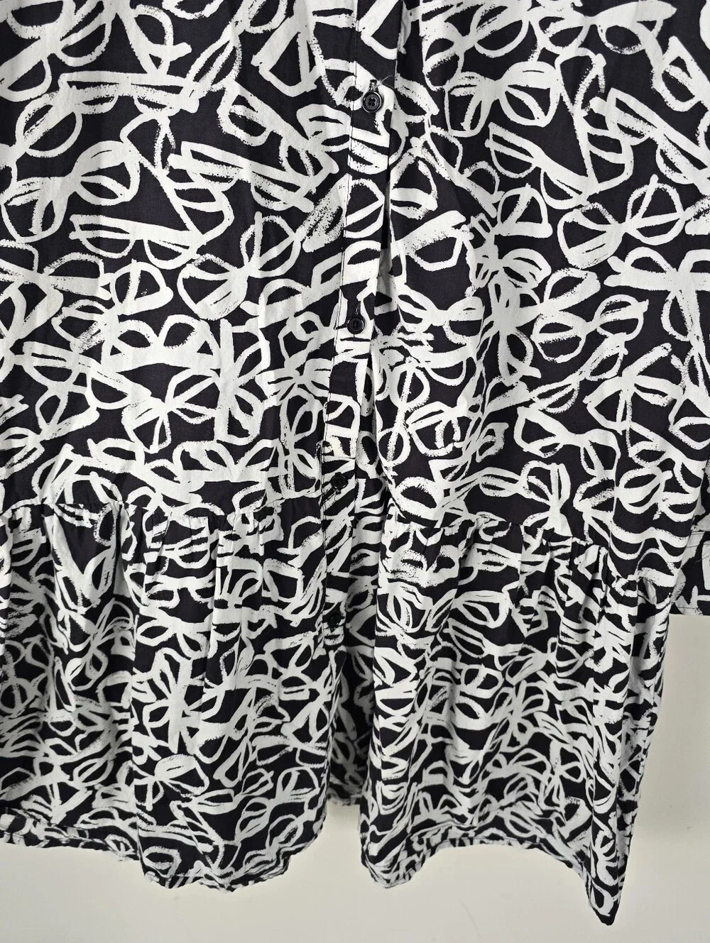 Kate Spade New York Glasses Print Long Sleeve Sleepshirt Dress M Button Front